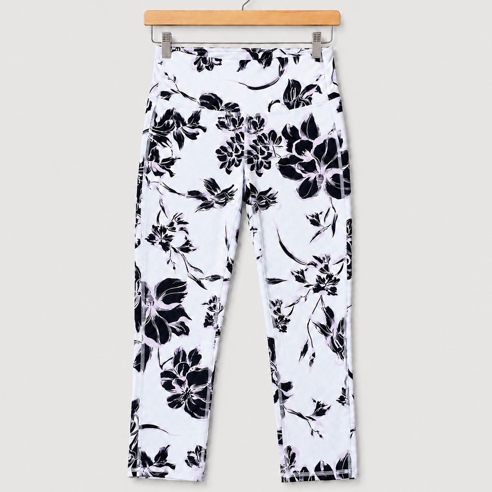 Athleta Magnolia Chaturanga Capri Leggings High Rise Floral Yoga Crop Pants S